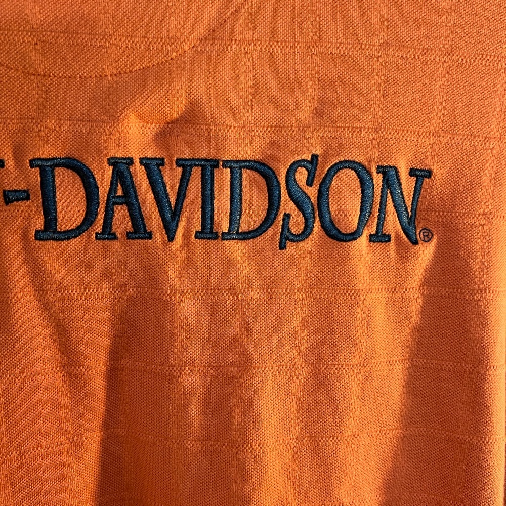 Harley Davidson Authenic 3 Button Pullover Orange… - image 4